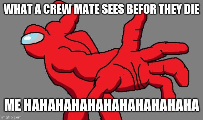 Amungus | WHAT A CREW MATE SEES BEFOR THEY DIE; ME HAHAHAHAHAHAHAHAHAHAHA | image tagged in amungus | made w/ Imgflip meme maker