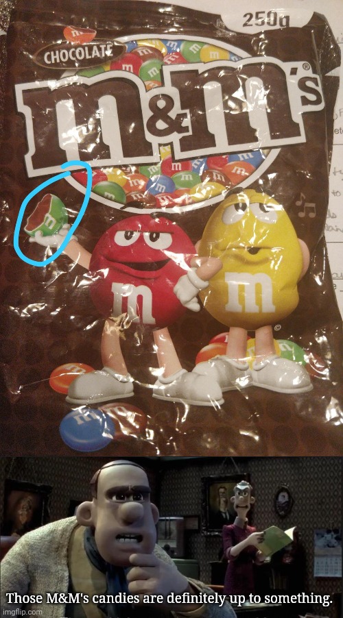 M&M's cannibalism | Those M&M's candies are definitely up to something. | image tagged in those chickens are up to something,chocolate,cannibalism,cannibal,memes,candy | made w/ Imgflip meme maker