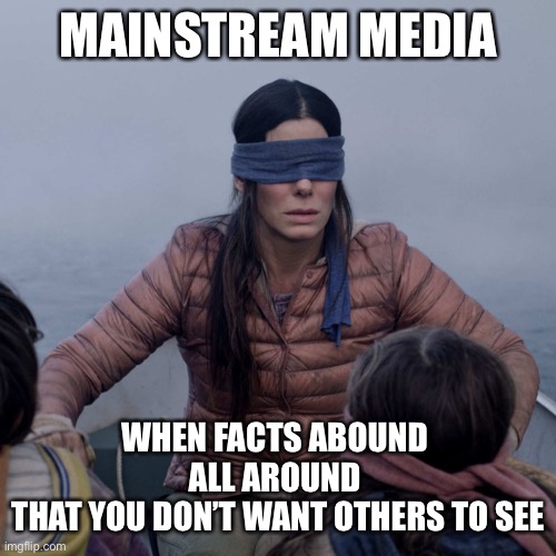 If You Say You Never Saw It, It Never Happened | MAINSTREAM MEDIA; WHEN FACTS ABOUND 
ALL AROUND 
THAT YOU DON’T WANT OTHERS TO SEE | image tagged in bird box,msm,lies,omission,blind | made w/ Imgflip meme maker