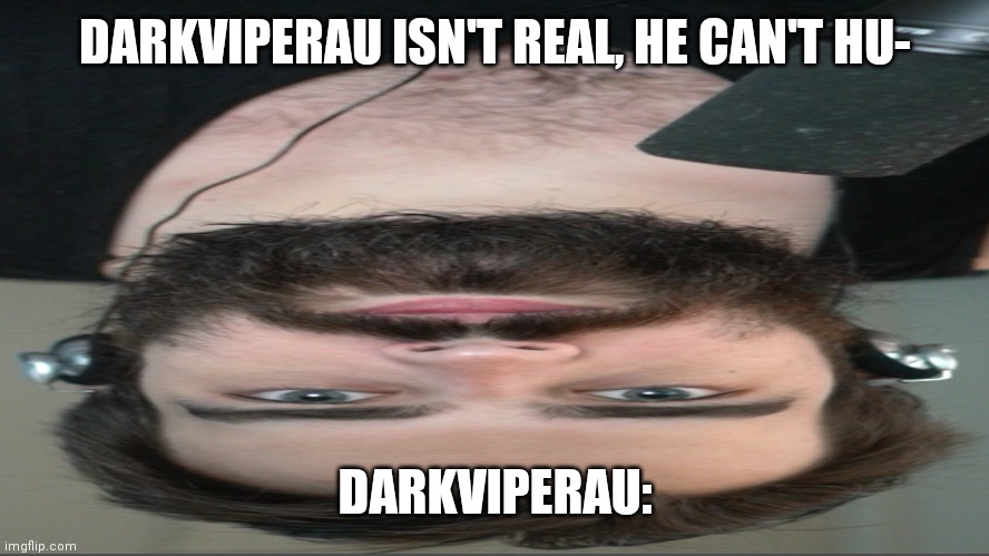 DarkViperAU isn't real, he can't hu- | DARKVIPERAU ISN'T REAL, HE CAN'T HU-; DARKVIPERAU: | image tagged in darkviperau isn't real he can't hu- | made w/ Imgflip meme maker