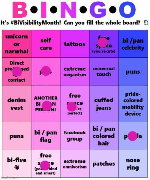 I DIDN'T EVEN KNOW THAT A BI MONTH THING EXISTED SO DON'T ATTACK ME | image tagged in lgbtq,bingo,bisexual,hehe | made w/ Imgflip meme maker