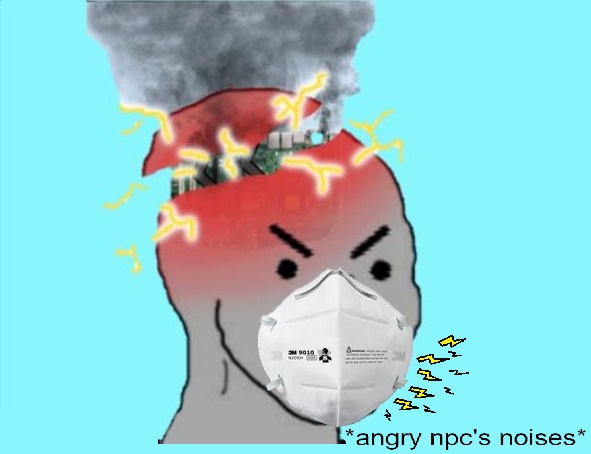 angry npc with mask Blank Meme Template