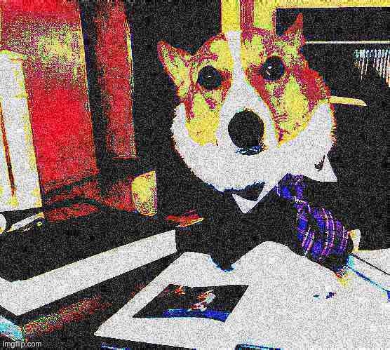Lawyer corgi dog deep-fried | image tagged in lawyer corgi dog deep-fried,lawyer dog,lawyer corgi dog,popular templates,deep fried,deep fried hell | made w/ Imgflip meme maker