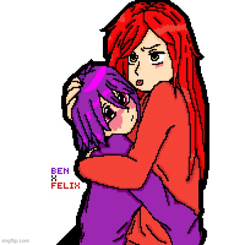 More art of the Belix ship. Felix is adorable tho. He's a pretty boy, he's ✨stunnin'✨~ I was listening to that song way too much | image tagged in art,digital art,ha gay,pixel | made w/ Imgflip meme maker