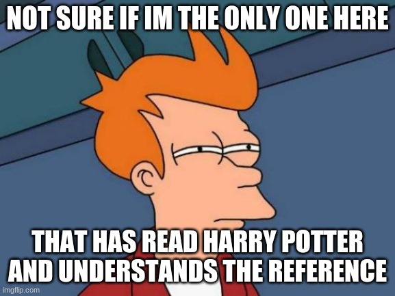 Futurama Fry Meme | NOT SURE IF IM THE ONLY ONE HERE THAT HAS READ HARRY POTTER AND UNDERSTANDS THE REFERENCE | image tagged in memes,futurama fry | made w/ Imgflip meme maker