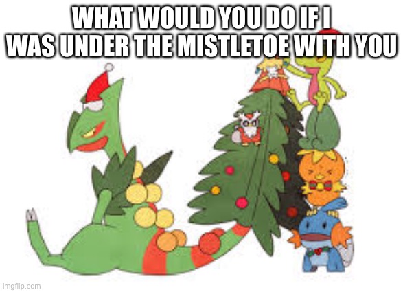 Christmas Sceptile | WHAT WOULD YOU DO IF I WAS UNDER THE MISTLETOE WITH YOU | image tagged in christmas sceptile | made w/ Imgflip meme maker