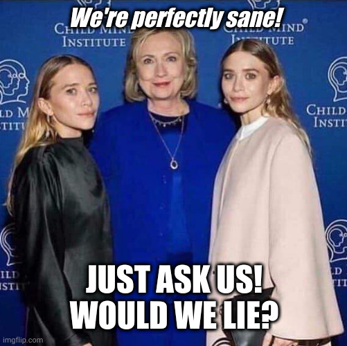 We're perfectly sane! JUST ASK US! WOULD WE LIE? | made w/ Imgflip meme maker