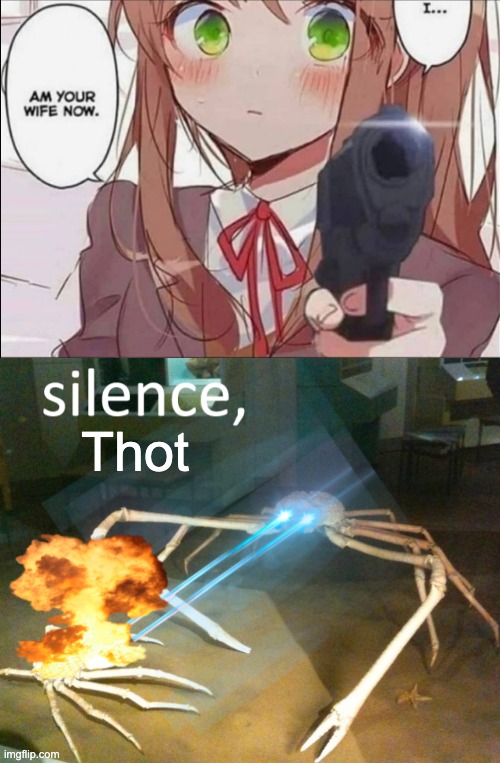 Thot | image tagged in silence crab | made w/ Imgflip meme maker