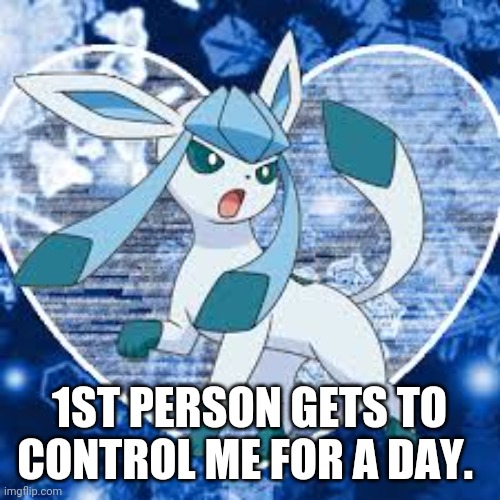 1st person to comment. Not Festive or Artic | 1ST PERSON GETS TO CONTROL ME FOR A DAY. | image tagged in glaceons | made w/ Imgflip meme maker