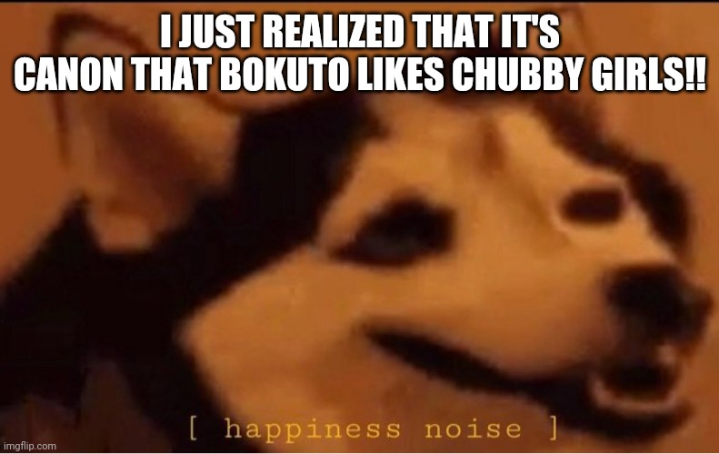This is the most adorable thing I've ever seen!! | I JUST REALIZED THAT IT'S CANON THAT BOKUTO LIKES CHUBBY GIRLS!! | image tagged in happines noise,bokuto,haikyuu,anime | made w/ Imgflip meme maker