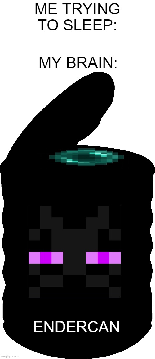 endercan | ME TRYING TO SLEEP:; MY BRAIN:; ENDERCAN | image tagged in minecraft,enderman,endercan,cursed | made w/ Imgflip meme maker