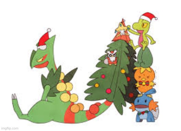 Christmas Sceptile | image tagged in christmas sceptile | made w/ Imgflip meme maker