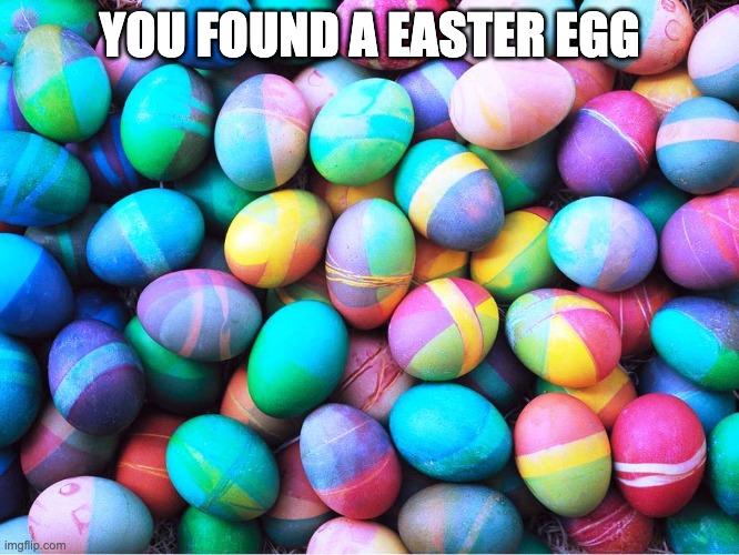 easter eggs | YOU FOUND A EASTER EGG | image tagged in easter eggs | made w/ Imgflip meme maker