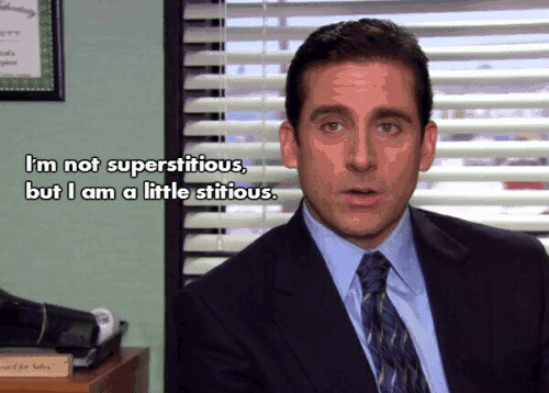 Michael Scott I am not superstitious but I am a little stitious Blank Meme Template