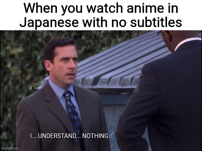 This only applies to those who don't know Japanese | When you watch anime in Japanese with no subtitles | image tagged in i understand nothing,anime,anime memes,weeb memes,weeaboo,otaku | made w/ Imgflip meme maker