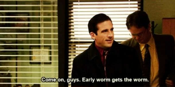 High Quality Michael Scott early worm gets the worm Blank Meme Template