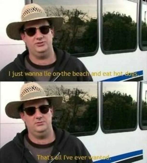 Kevin Malone I just wanna lie on the beach and eat hot dogs long Blank Meme Template