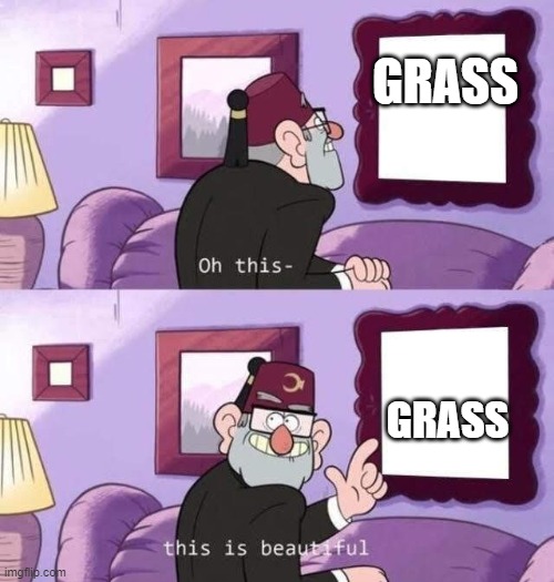 This is beautifal | GRASS GRASS | image tagged in this is beautifal | made w/ Imgflip meme maker