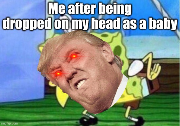 Me after being dropped on my head as a baby | image tagged in donald trump | made w/ Imgflip meme maker