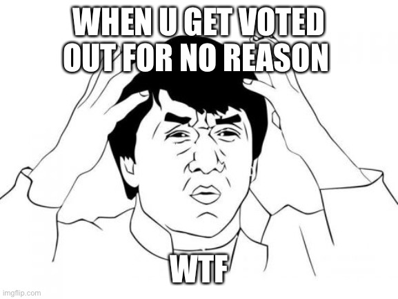 Jackie Chan WTF Meme | WHEN U GET VOTED OUT FOR NO REASON; WTF | image tagged in memes,jackie chan wtf | made w/ Imgflip meme maker