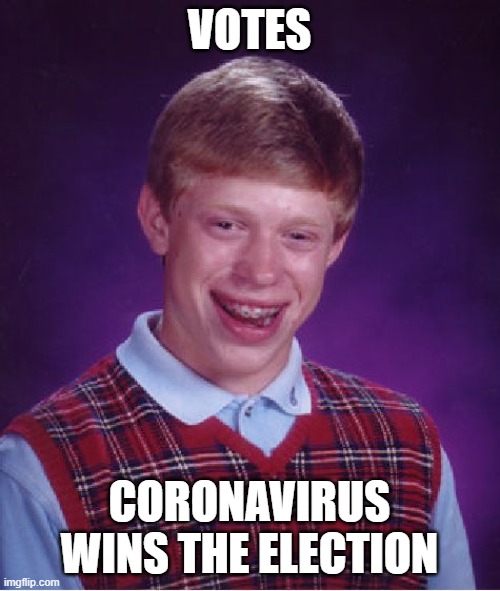 Bad Luck Brian Meme | VOTES CORONAVIRUS WINS THE ELECTION | image tagged in memes,bad luck brian | made w/ Imgflip meme maker
