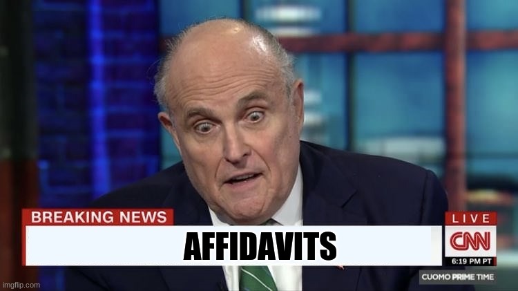 Rudy Giuliani Stare | AFFIDAVITS | image tagged in rudy giuliani stare | made w/ Imgflip meme maker