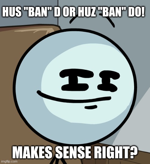 Smug Henry | HUS "BAN" D OR HUZ "BAN" DO! MAKES SENSE RIGHT? | image tagged in smug henry | made w/ Imgflip meme maker