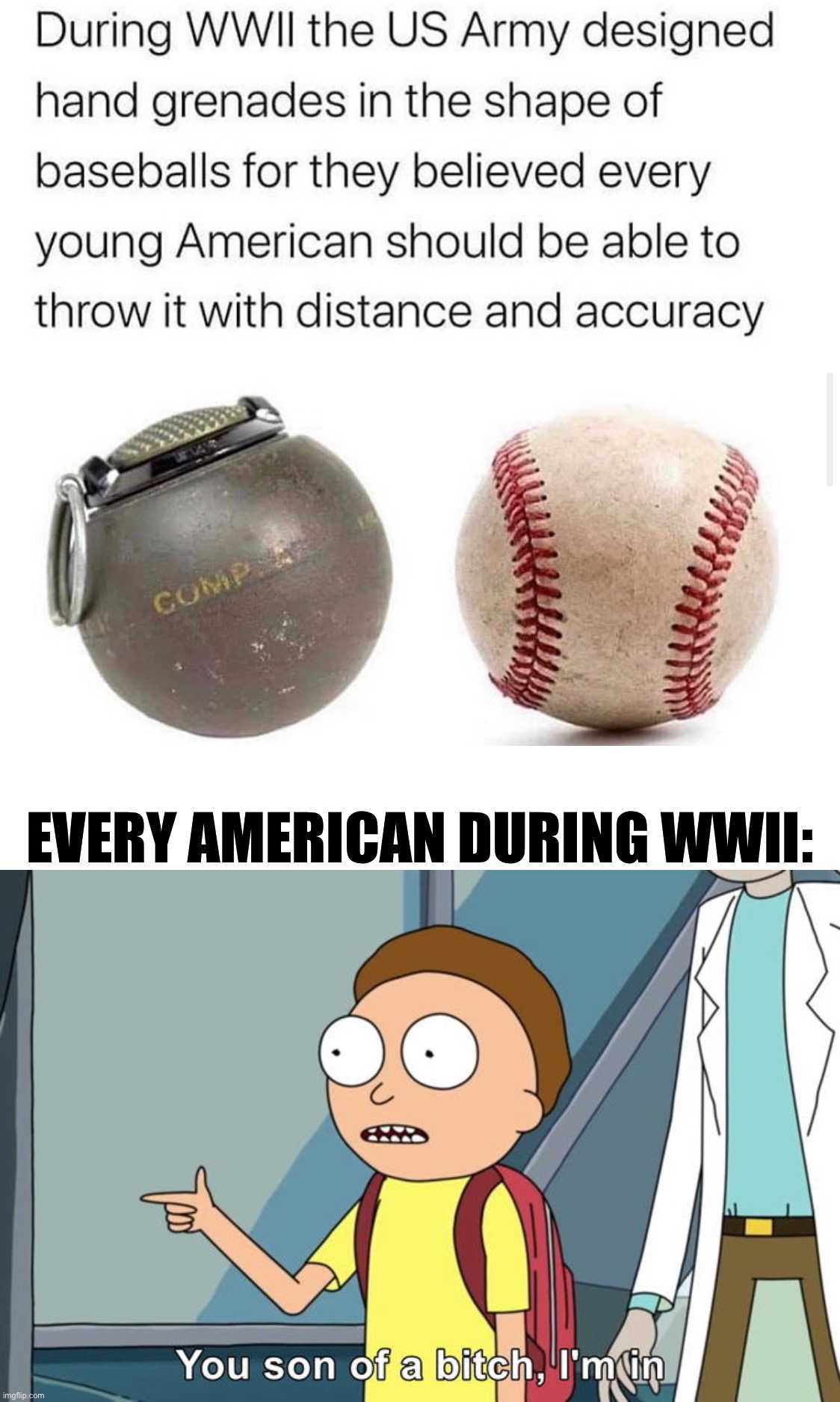 EVERY AMERICAN DURING WWII: | image tagged in morty i'm in,funny,memes,historical meme,dank memes,funny memes | made w/ Imgflip meme maker