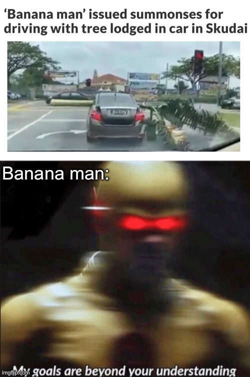 Legend | Banana man: | image tagged in my goals are beyond your understanding,memes,unfunny | made w/ Imgflip meme maker