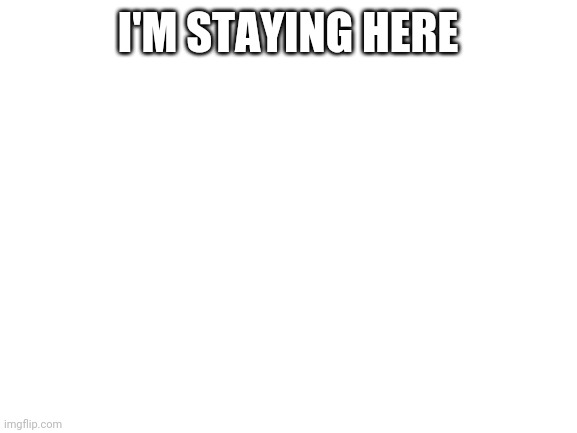 I am | I'M STAYING HERE | image tagged in blank white template | made w/ Imgflip meme maker