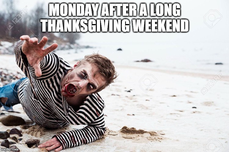 have a good week! | MONDAY AFTER A LONG THANKSGIVING WEEKEND | image tagged in memes,funny memes,monday | made w/ Imgflip meme maker