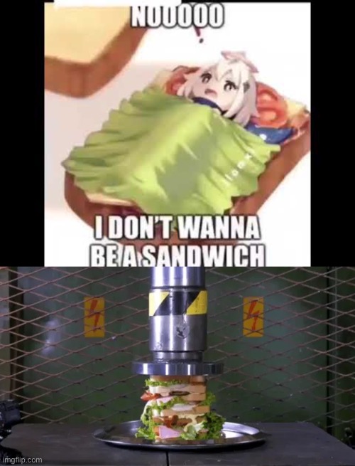Nooooo I dont want to be a sandwich | image tagged in kill,sandwich,anime | made w/ Imgflip meme maker