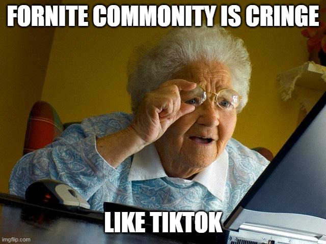 FORNITE COMMONITY IS CRINGE LIKE TIKTOK | image tagged in memes,grandma finds the internet | made w/ Imgflip meme maker
