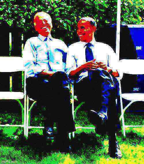 High Quality Joe Biden Obama laughing deep-fried Blank Meme Template