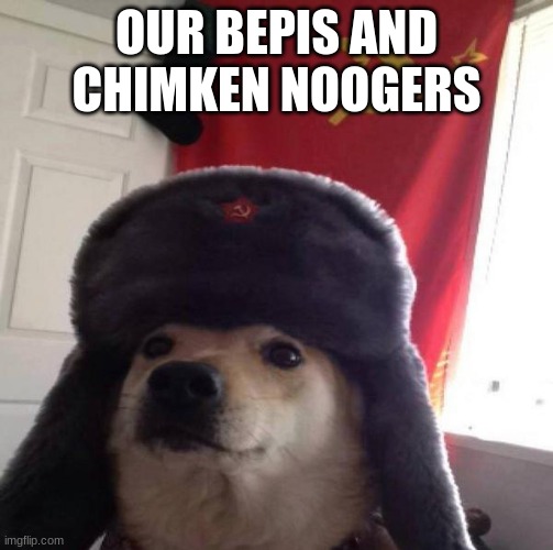 Russian Doge | OUR BEPIS AND CHIMKEN NOOGERS | image tagged in russian doge | made w/ Imgflip meme maker