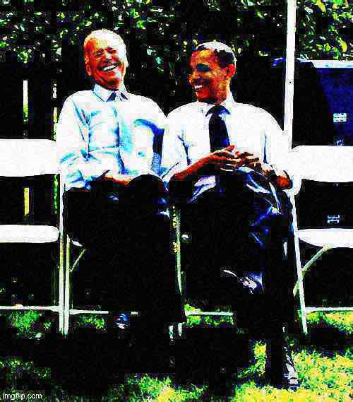 High Quality Joe Biden Obama laughing deep-fried Blank Meme Template