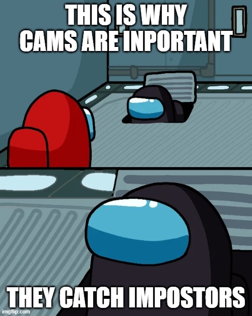 impostor of the vent | THIS IS WHY CAMS ARE INPORTANT; THEY CATCH IMPOSTORS | image tagged in impostor of the vent | made w/ Imgflip meme maker