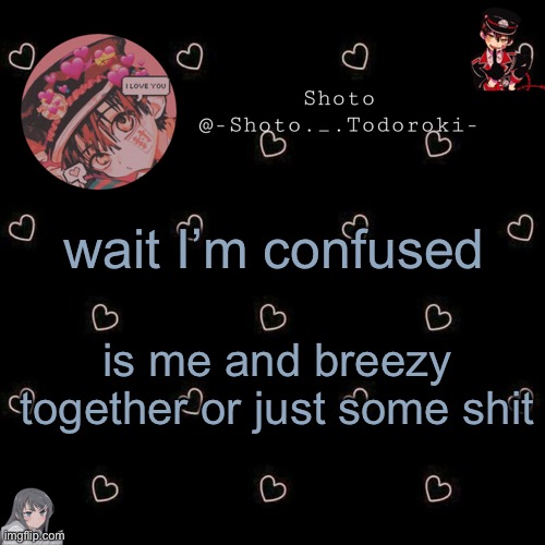 shoto 4 | wait I’m confused; is me and breezy together or just some shit | image tagged in shoto 4 | made w/ Imgflip meme maker