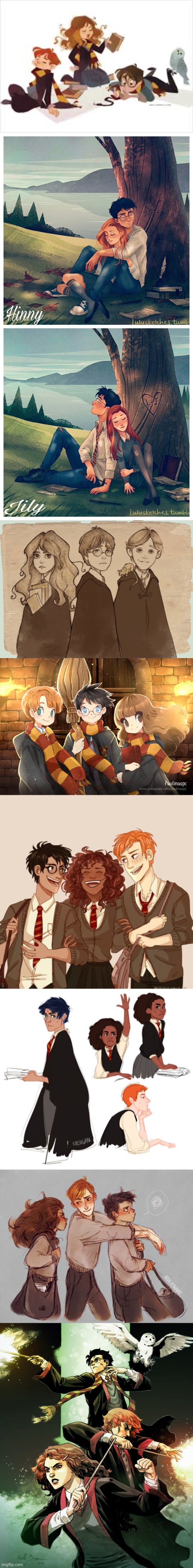 Just some Golden Trio fanart for ya | image tagged in harry potter,socially awesome awkward penguin,so i guess you can say things are getting pretty serious | made w/ Imgflip meme maker