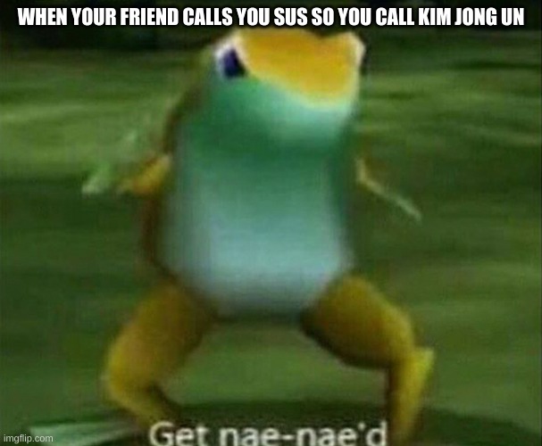NORTH KOREA SUS | WHEN YOUR FRIEND CALLS YOU SUS SO YOU CALL KIM JONG UN | image tagged in get nae-nae'd,kim jong un,memes,friend | made w/ Imgflip meme maker
