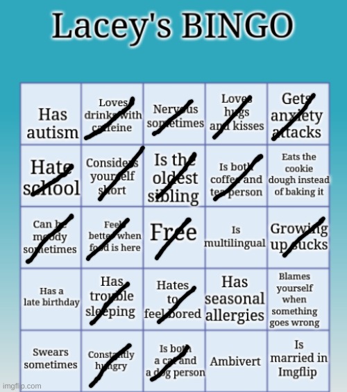 Lacey's BINGO | image tagged in lacey's bingo | made w/ Imgflip meme maker