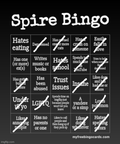 Spire Bingo | image tagged in spire bingo | made w/ Imgflip meme maker