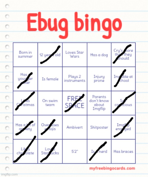 Ebug bingo | image tagged in ebug bingo | made w/ Imgflip meme maker