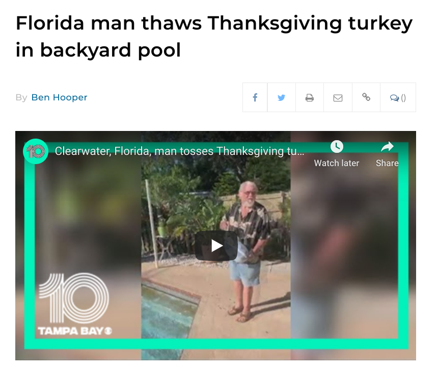 High Quality florida man thaws turkey in pool Blank Meme Template