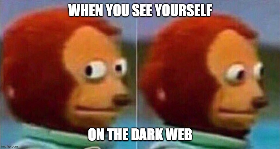 Monkey looking away | WHEN YOU SEE YOURSELF; ON THE DARK WEB | image tagged in monkey looking away | made w/ Imgflip meme maker