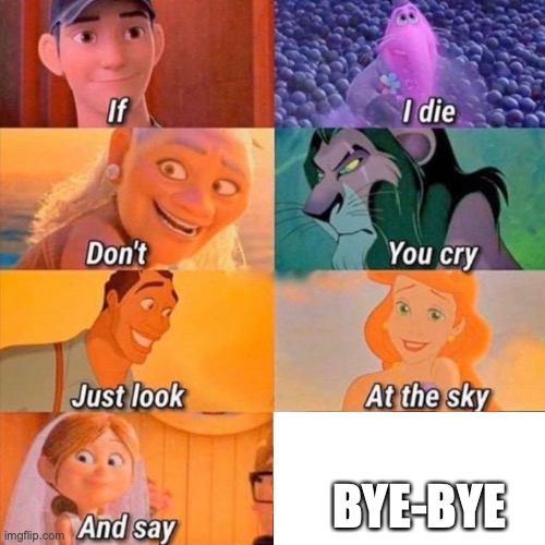 if i die don't you cry | BYE-BYE | image tagged in if i die don't you cry | made w/ Imgflip meme maker