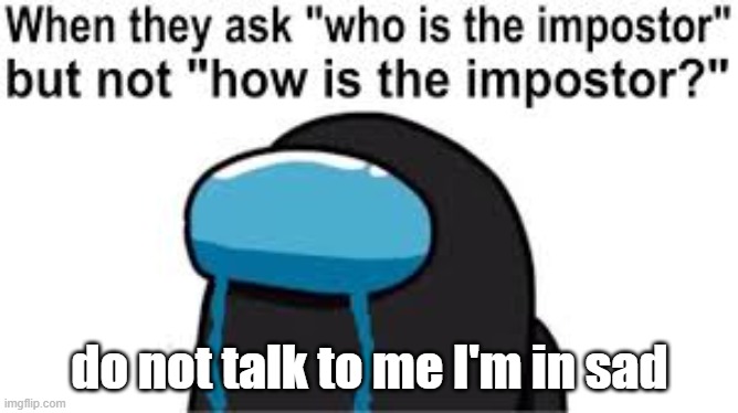 So sad | do not talk to me I'm in sad | image tagged in among us | made w/ Imgflip meme maker