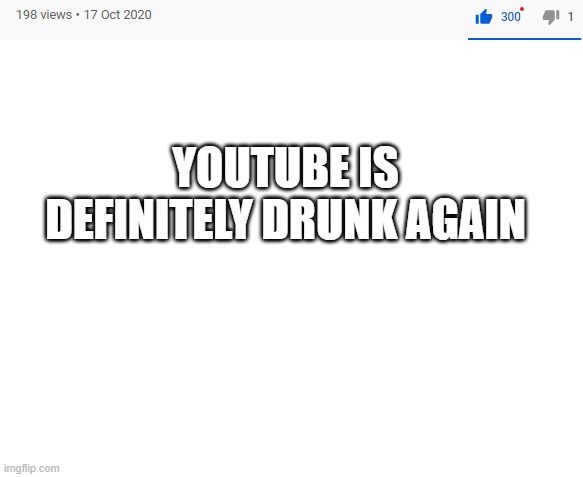 it overdrank | YOUTUBE IS DEFINITELY DRUNK AGAIN | image tagged in blank white template | made w/ Imgflip meme maker