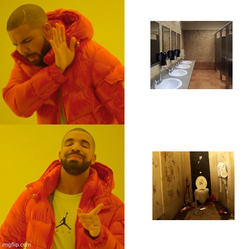 Public restrooms | image tagged in memes,drake hotline bling | made w/ Imgflip meme maker