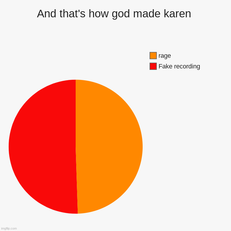 Karens | And that's how god made karen | Fake recording, rage | image tagged in charts,pie charts | made w/ Imgflip chart maker